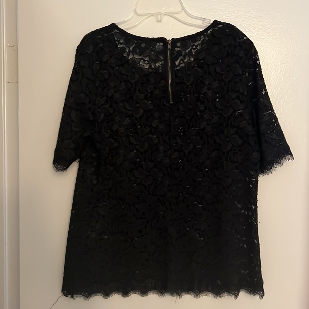 Matty M Black Lace Sheer Overlay Blouse Top Size Medium - Picture 7 of 7